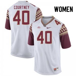 Florida State Seminoles Brian Courtney Women's #40 White Authentic College Football Stitched Jersey