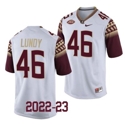 Florida State Seminoles DJ Lundy Men's #46 White Replica 2022-23 College Football Stitched Jersey