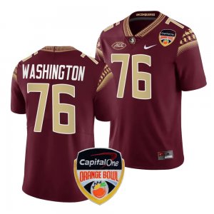 Florida State Seminoles Darius Washington Men's #76 2023 Orange Bowl Garnet Playoff College Football Stitched Jersey