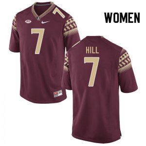 Florida State Seminoles Destyn Hill Women's #7 Garnet Authentic College Football Stitched Jersey