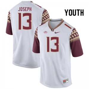 Florida State Seminoles Edwin Joseph Youth #13 White Authentic College Football Stitched Jersey