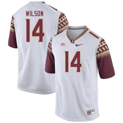 Florida State Seminoles Johnny Wilson Men's #14 White Authentic College Football Stitched Jersey