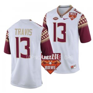 Florida State Seminoles Jordan Travis Men's #13 2022 Cheez-It Bowl White College Football Stitched Jersey