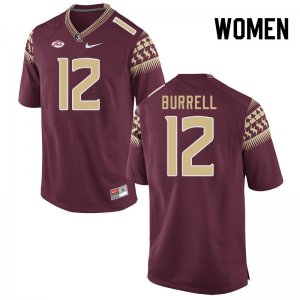 Florida State Seminoles Joshua Burrell Women's #12 Garnet Authentic College Football Stitched Jersey