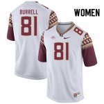 Florida State Seminoles Joshua Burrell Women's #81 White Authentic College Football Stitched Jersey