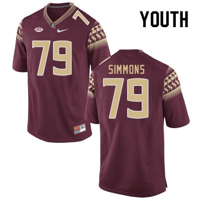 Florida State Seminoles Lucas Simmons Youth #79 Garnet Authentic College Football Stitched Jersey