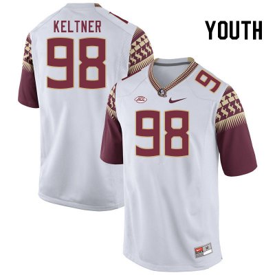 Florida State Seminoles Tyler Keltner Youth #98 White Authentic College Football Stitched Jersey