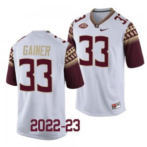 Florida State Seminoles Amari Gainer Men's #33 White Replica 2022-23 College Football Stitched Jersey