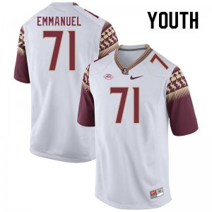 Florida State Seminoles D'Mitri Emmanuel Youth #71 White Authentic College Football Stitched Jersey