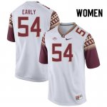 Florida State Seminoles Jaylen Early Women's #54 White Authentic College Football Stitched Jersey