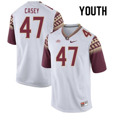 Florida State Seminoles Jimmy Casey Youth #47 White Authentic College Football Stitched Jersey