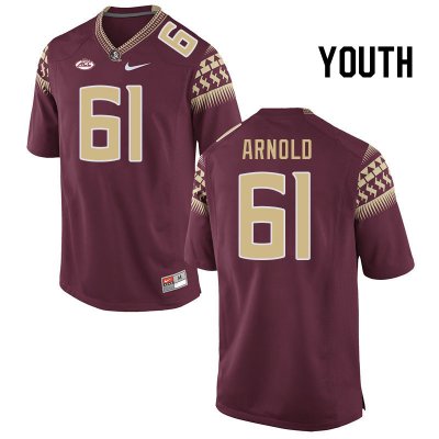 Florida State Seminoles Mason Arnold Youth #61 Garnet Authentic College Football Stitched Jersey