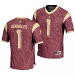 Florida State Seminoles Number Men's #1 Highlight Print Garnet Fashion College Football Stitched Jersey