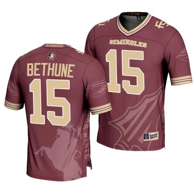 Florida State Seminoles Tatum Bethune Men's #15 Icon Print Garnet Fashion College Football Stitched Jersey