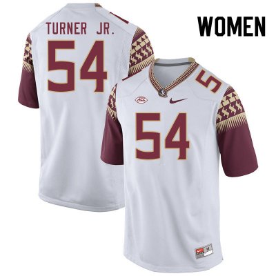 Florida State Seminoles Byron Turner Jr. Women's #54 White Authentic College Football Stitched Jersey