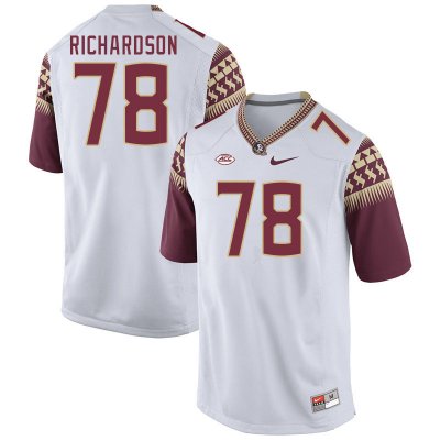 Florida State Seminoles Daughtry Richardson Men's #78 White Authentic College Football Stitched Jersey