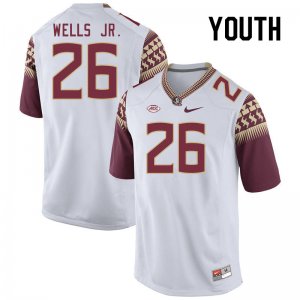 Florida State Seminoles Dwayne Wells Jr. Youth #26 White Authentic College Football Stitched Jersey