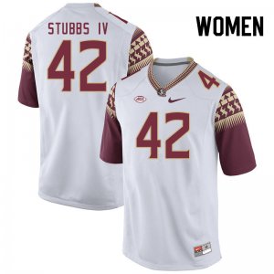 Florida State Seminoles Harold Stubbs IV Women's #42 White Authentic College Football Stitched Jersey