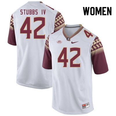 Florida State Seminoles Harold Stubbs IV Women's #42 White Authentic College Football Stitched Jersey