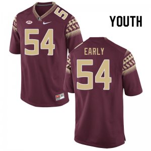 Florida State Seminoles Jaylen Early Youth #54 Garnet Authentic College Football Stitched Jersey