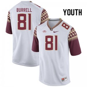 Florida State Seminoles Joshua Burrell Youth #81 White Authentic College Football Stitched Jersey