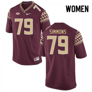 Florida State Seminoles Lucas Simmons Women's #79 Garnet Authentic College Football Stitched Jersey