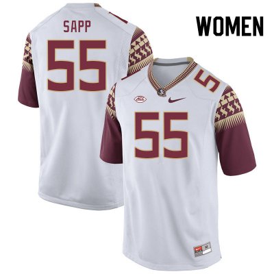 Florida State Seminoles Qae'shon Sapp Women's #55 White Authentic College Football Stitched Jersey