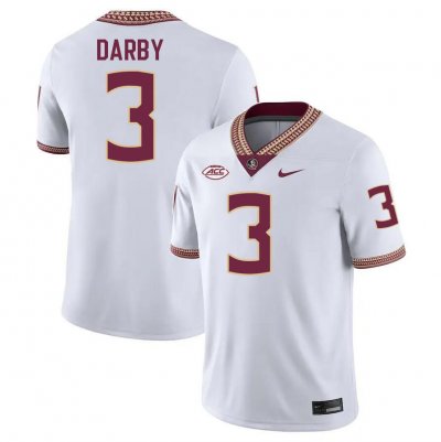 Florida State Seminoles Ronald Darby Men's #3 White Authentic College Football Stitched Jersey