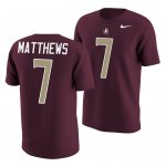 Florida State Seminoles D.J. Matthews Men's #7 Garnet Name & Number College Football Stitched T-Shirt