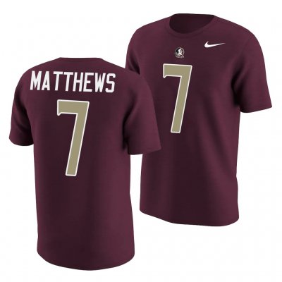 Florida State Seminoles D.J. Matthews Men's #7 Garnet Name & Number College Football Stitched T-Shirt