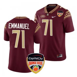 Florida State Seminoles D'Mitri Emmanuel Men's #71 2023 Orange Bowl Garnet Playoff College Football Stitched Jersey