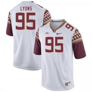 Florida State Seminoles Daniel Lyons Men's #95 White Authentic College Football Stitched Jersey