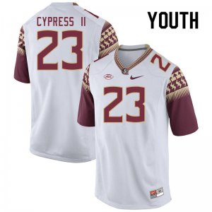 Florida State Seminoles Fentrell Cypress II Youth #23 White Authentic College Football Stitched Jersey