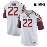 Florida State Seminoles Jaden Jones Women's #22 White Authentic College Football Stitched Jersey