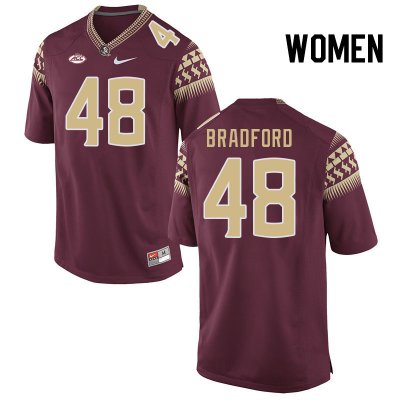 Florida State Seminoles Jayden Bradford Women's #48 Garnet Authentic College Football Stitched Jersey