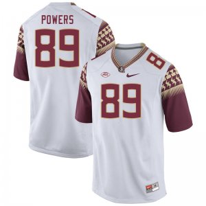 Florida State Seminoles Jerrale Powers Men's #89 White Authentic College Football Stitched Jersey