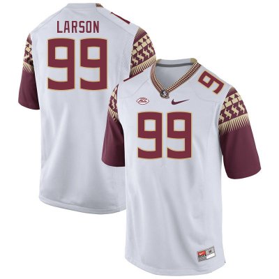 Florida State Seminoles Max Larson Men's #99 White Authentic College Football Stitched Jersey