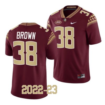 Florida State Seminoles Shyheim Brown Men's #38 2022-23 Garnet Replica College Football Stitched Jersey