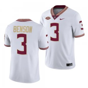 Florida State Seminoles Trey Benson Men's #3 White 2023 College Football Stitched Jersey