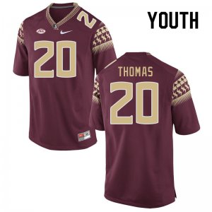 Florida State Seminoles Azareye'h Thomas Youth #20 Garnet Authentic College Football Stitched Jersey