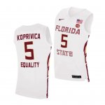 Florida State Seminoles Balsa Koprivica Men's #5 White Equality College Basketball Stitched Jersey