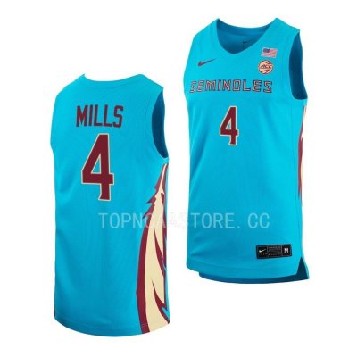 Florida State Seminoles Caleb Mills Men's #4 Turquoise Alternate 2022-23 Replica College Basketball Stitched Jersey