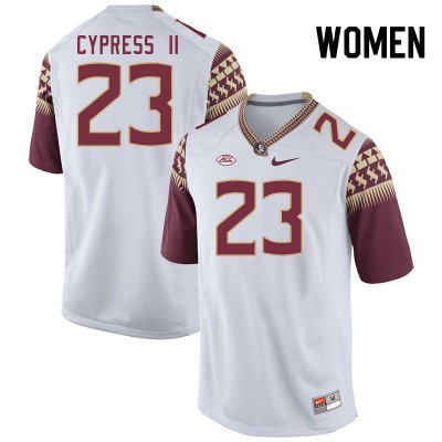 Florida State Seminoles Fentrell Cypress II Women's #23 White Authentic College Football Stitched Jersey