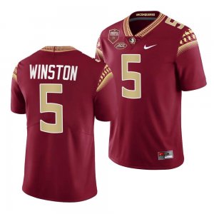 Florida State Seminoles Jameis Winston Men's #5 Garnet Seminole Scholar patch Limited College Football Stitched Jersey