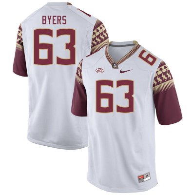 Florida State Seminoles Jeremiah Byers Men's #63 White Authentic College Football Stitched Jersey