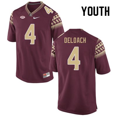 Florida State Seminoles Kalen DeLoach Youth #4 Garnet Authentic College Football Stitched Jersey