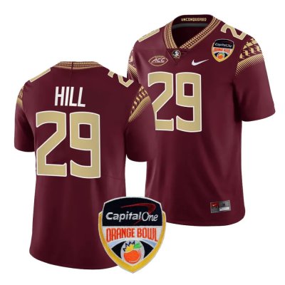 Florida State Seminoles Rodney Hill Men's #29 2023 Orange Bowl Garnet Playoff College Football Stitched Jersey