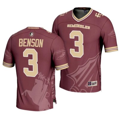 Florida State Seminoles Trey Benson Men's #3 Icon Print Garnet Fashion College Football Stitched Jersey