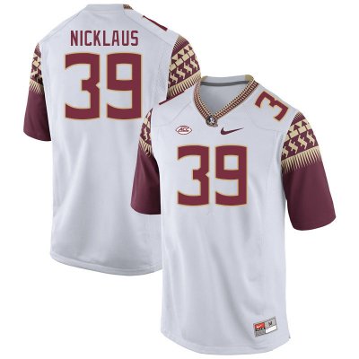 Florida State Seminoles Vance Nicklaus Men's #39 White Authentic College Football Stitched Jersey