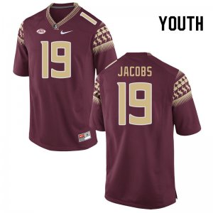 Florida State Seminoles Vandrevius Jacobs Youth #19 Garnet Authentic College Football Stitched Jersey